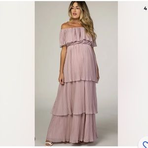 Elegant Off-Shoulder Pleated Maxi Dress
